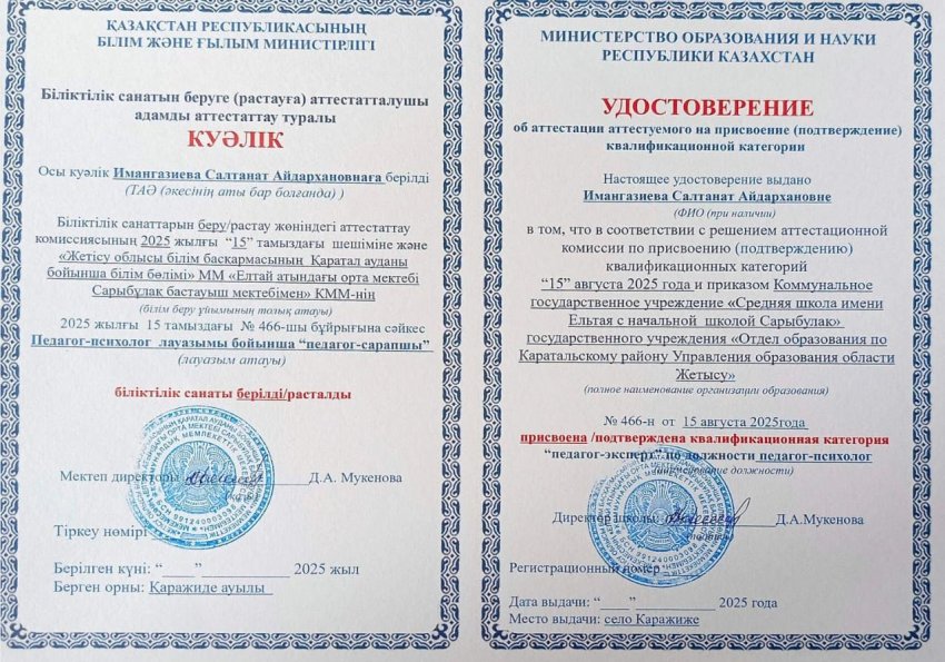 Аттестация құжаттары
